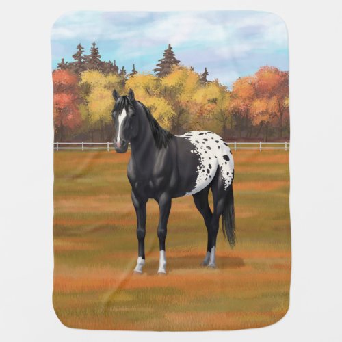 Beautiful Black Appaloosa Quarter Horse Stallion Baby Blanket