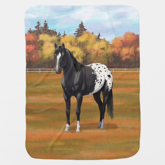 Beautiful Black Appaloosa Quarter Horse Stallion Baby Blanket (Front)