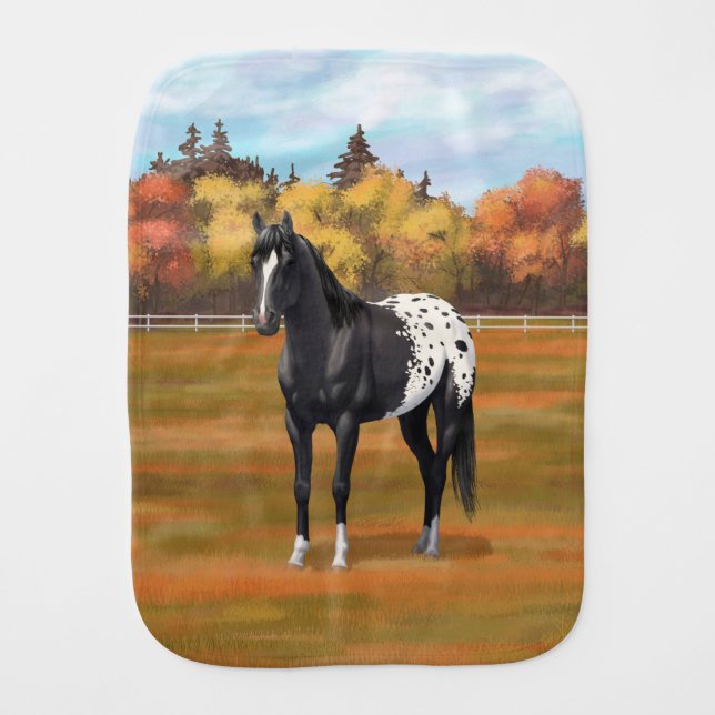 Beautiful Black Appaloosa Quarter Horse Stallion Baby Burp Cloth (Front)