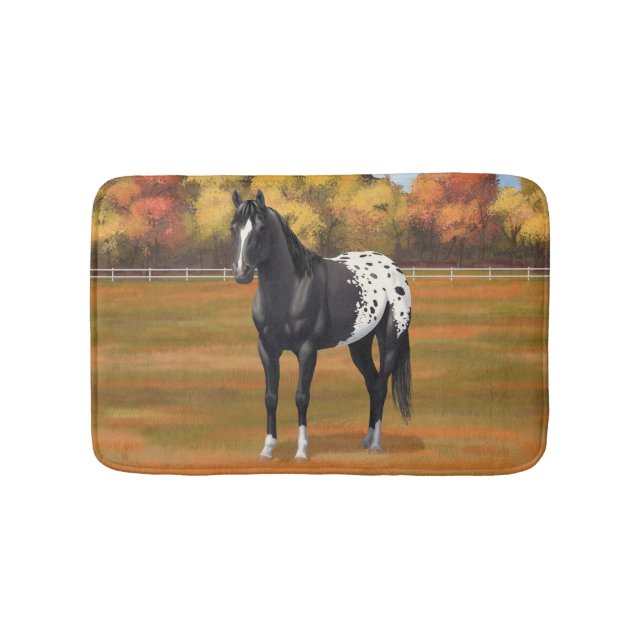 Beautiful Black Appaloosa Quarter Horse Stallion Bath Mat (Front)