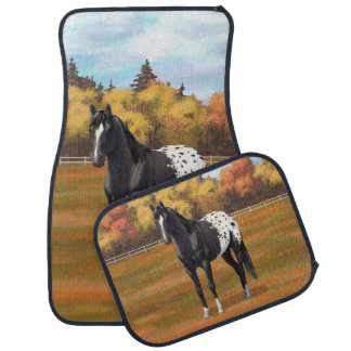 Beautiful Black Appaloosa Quarter Horse Stallion Car Floor Mat
