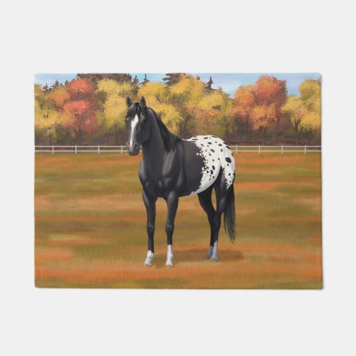 Beautiful Black Appaloosa Quarter Horse Stallion Doormat