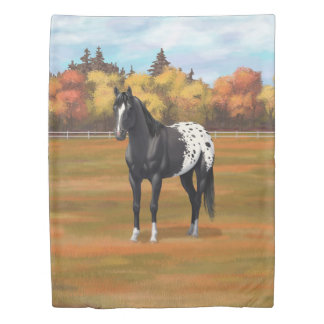 Beautiful Black Appaloosa Quarter Horse Stallion Duvet Cover