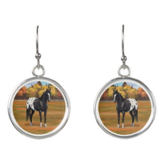 Beautiful Black Appaloosa Quarter Horse Stallion Earrings