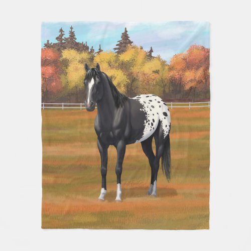 Beautiful Black Appaloosa Quarter Horse Stallion Fleece Blanket