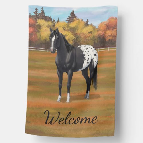 Beautiful Black Appaloosa Quarter Horse Stallion House Flag