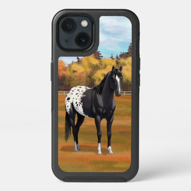 Beautiful Black Appaloosa Quarter Horse Stallion Otterbox iPhone Case (Back)