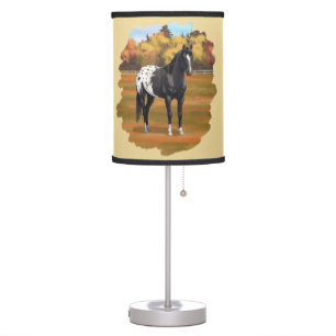 Beautiful Black Appaloosa Quarter Horse Stallion Table Lamp