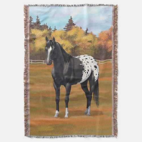 Beautiful Black Appaloosa Quarter Horse Stallion Throw Blanket