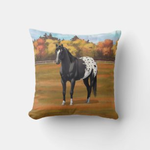 Beautiful Black Appaloosa Quarter Horse Stallion Throw Pillow