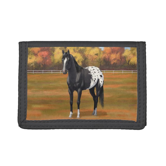 Beautiful Black Appaloosa Quarter Horse Stallion Trifold Wallet (Front)