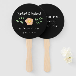 Beautiful Black Background Floral Wedding Hand Fan