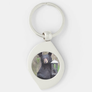 Beautiful Black Bear Enjoying Snack Keychain