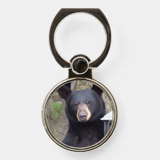 Beautiful Black Bear Enjoying Snack Phone Ring Stand
