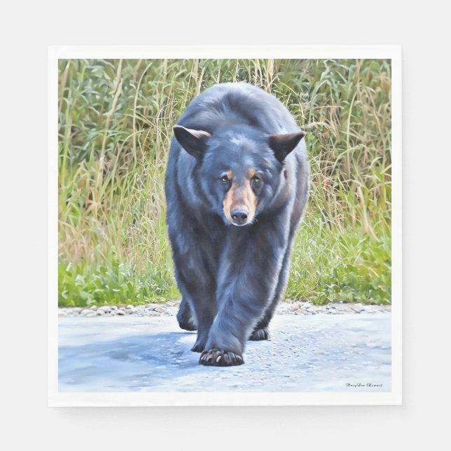 Beautiful Black Bear  - Paper Napkin (Front)