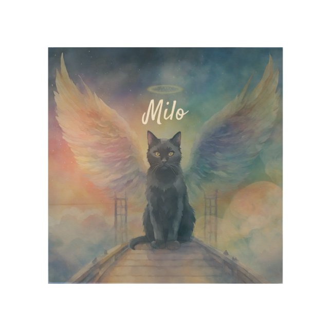 Beautiful Black Cat Art Pet Memorial Gift  (Front)