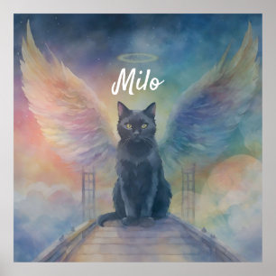 Beautiful Black Cat Art Pet Memorial Gift  Poster