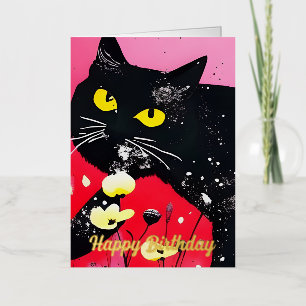 Beautiful Black Cat Birthday Foil Greeting Card