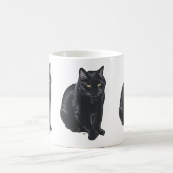 Beautiful Black Cat Coffee Mug by MaggieRossCats at Zazzle