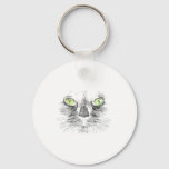 Beautiful Black Cat Face Big Green Eyes Cool Hallo Keychain