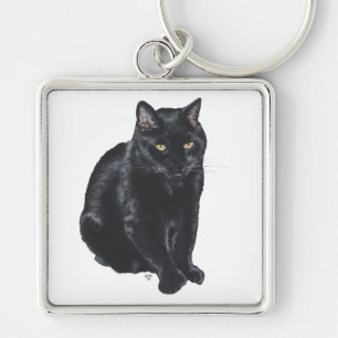 Beautiful Black Cat Keychain