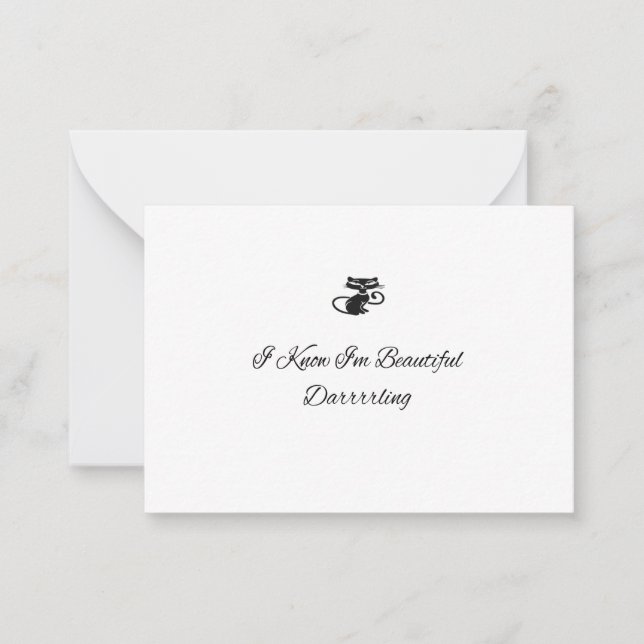 Beautiful Black Cat Note Card (Front)