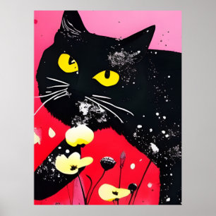 Beautiful Black Cat  Poster