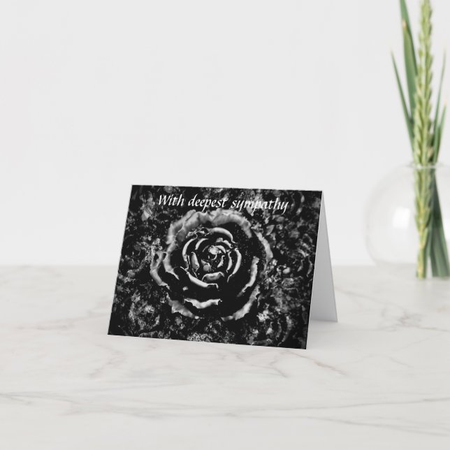 Beautiful black cemetery rose Gothic sympathy card (Front)