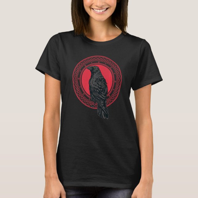 Beautiful Black Crow Raven Bird Watch Birds Silhou T-Shirt (Front)