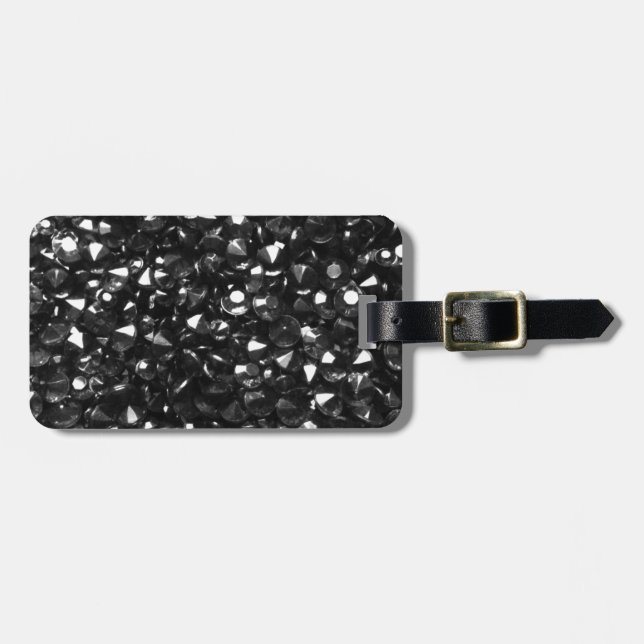 Beautiful Black Crystals Luggage Tag (Front Horizontal)