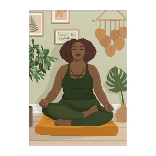 Beautiful black curvy woman meditating  acrylic print