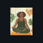 Beautiful black curvy woman meditating  canvas print<br><div class="desc">Beautiful black curvy woman is meditating at home. She is relaxed and calm. She loves herself and loves the world around. She is beautiful externally and internally. The drawing is full of light,  warmth and peace.</div>