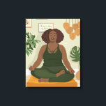 Beautiful black curvy woman meditating  canvas print<br><div class="desc">Beautiful black curvy woman is meditating at home. She is relaxed and calm. She loves herself and loves the world around. She is beautiful externally and internally. The drawing is full of light,  warmth and peace.</div>