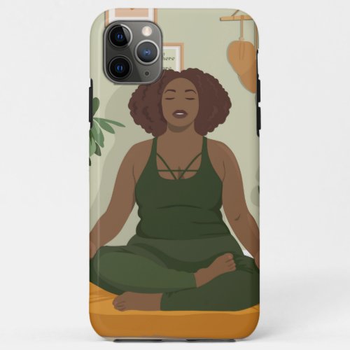 Beautiful black curvy woman meditating  iPhone 11 pro max case