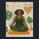 Beautiful black curvy woman meditating poster<br><div class="desc">Beautiful black curvy woman is meditating at home. She is relaxed and calm. She loves herself and loves the world around. She is beautiful externally and internally. The drawing is full of light,  warmth and peace.</div>