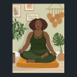 Beautiful black curvy woman meditating poster<br><div class="desc">Beautiful black curvy woman is meditating at home. She is relaxed and calm. She loves herself and loves the world around. She is beautiful externally and internally. The drawing is full of light,  warmth and peace.</div>