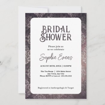 Beautiful Black Damask White Bridal Shower Invitation by Wedding_Planning_101 at Zazzle