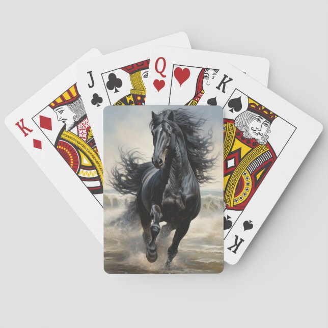 Beautiful Black Equestrian  Poker Cards (Back)