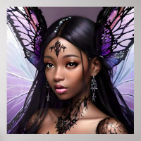 Beautiful Black Fairy Colorful Poster Gift