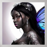 Beautiful Black Fairy Colorful Poster Gift