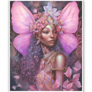 Beautiful Black Fairy Girl Fantasy Art Sticker