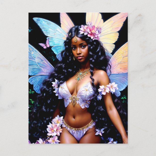 Beautiful Black Fairy Girl Postcard (Front)