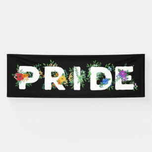 Beautiful Black Floral LGBT Pride Banner
