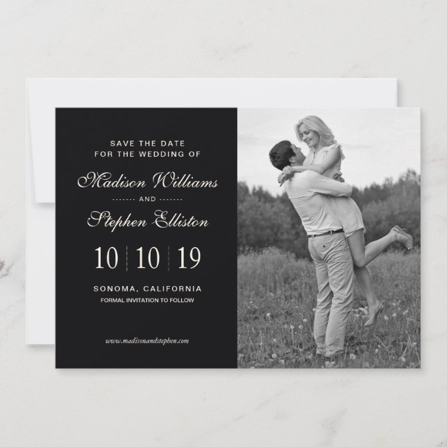 Beautiful Black Floral - Save the Date (Front)