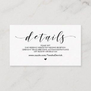 Beautiful, Black font,  Wedding Website Details Enclosure Card