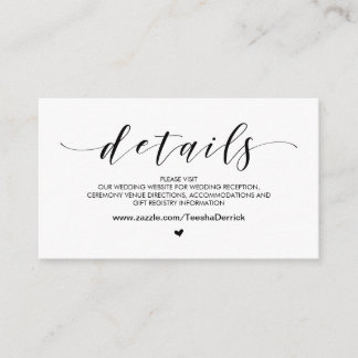 Beautiful, Black font, Wedding Website Details Enclosure Card
