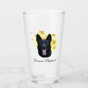 Beautiful Black German Shepherd is a Star  Glass