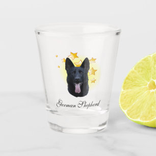 Beautiful Black German Shepherd is a Star Shot Glass