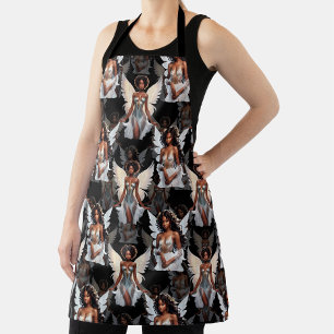Beautiful Black Girl Angels Pattern Design -Dark Apron
