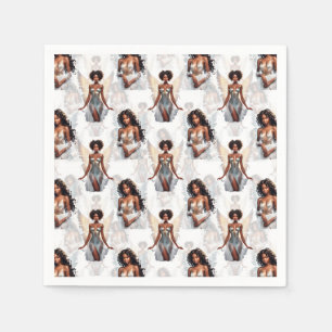 Beautiful Black Girl Angels Pattern Design Napkins